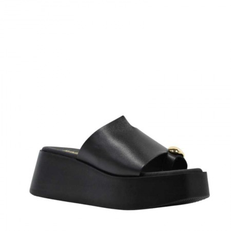 ΓΥΝΑΙΚΕΙΑ FLATFORMS RAGAZZA ΔΕΡΜΑ ΜΑΥΡΟ ΧΡΥΣΟ ΚΟΥΜΠΙ 01215-BLACK