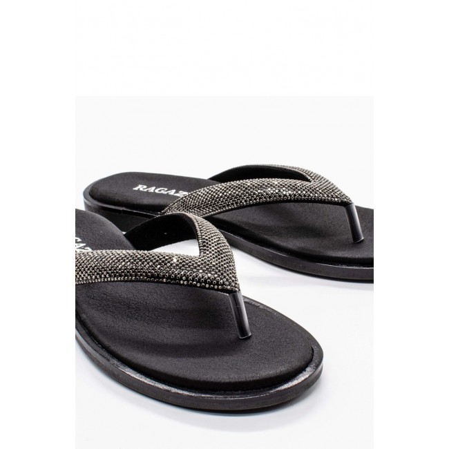 ΓΥΝΑΙΚΕΙΟ FLAT ΠΕΔΙΛΟ RAGAZZA ΔΕΡΜΑ ΜΑΥΡΟ ΣΤΡΑΣ 01123-BLACK