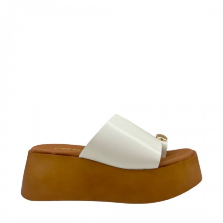 ΓΥΝΑΙΚΕΙΑ FLATFORMS RAGAZZA ΔΕΡΜΑ ΛΕΥΚΟ ΧΡΥΣΟ ΚΟΥΜΠΙ 01215-WHITE