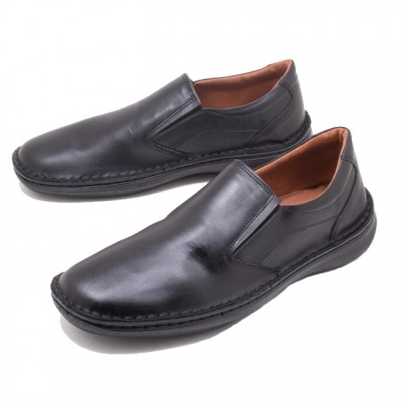  Ανατομικά ανδρικά casual παπούτσια nicon 82-1 Δερμάτινα Μαύρα Ελληνικά