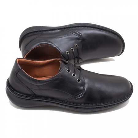 Ανατομικά ανδρικά casual παπούτσια nicon 80-1 Δερμάτινα Μαύρα Ελληνικά